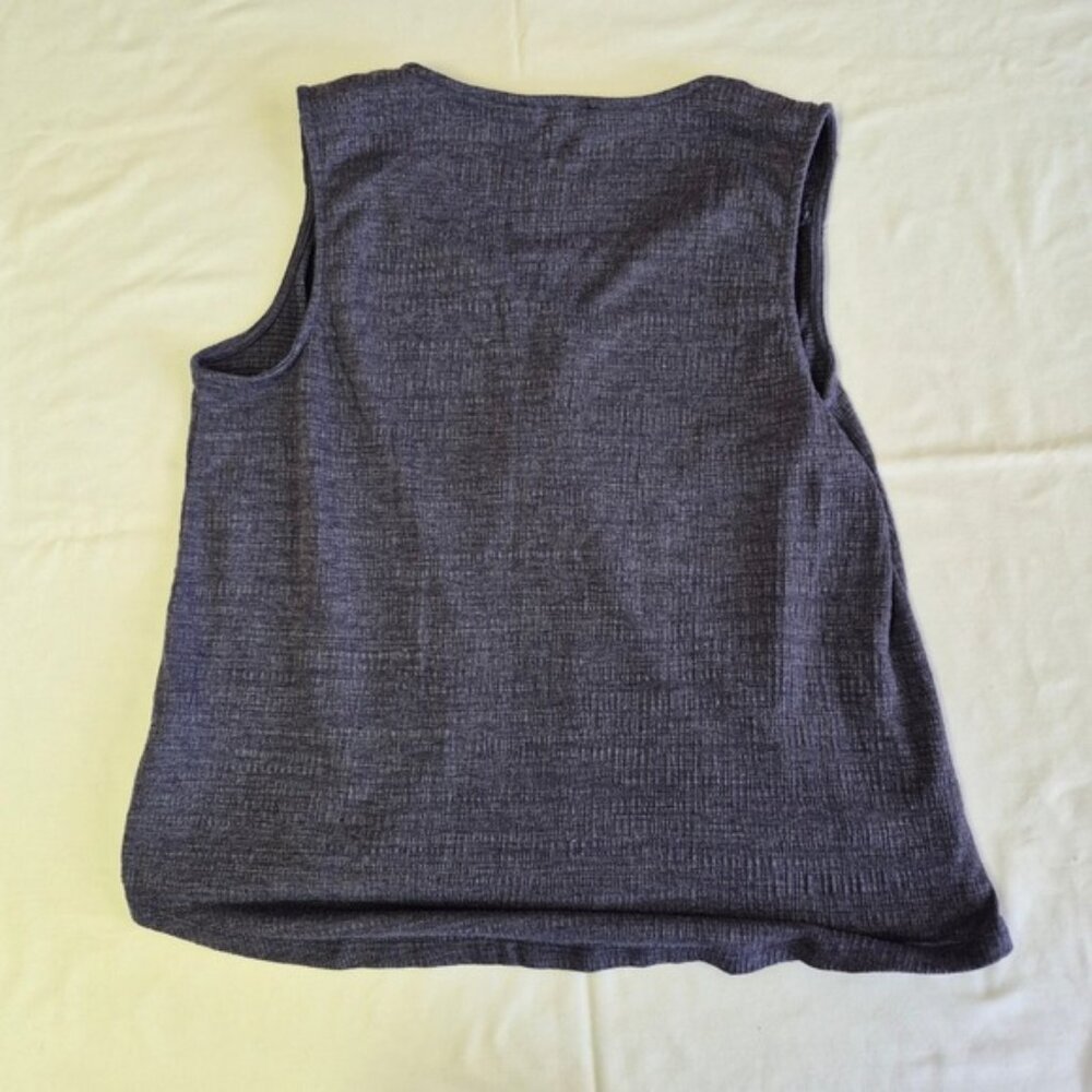 Surplice V-Neck Charcoal Women's L Wrap Shirt Waffle Knit Geometric Boho